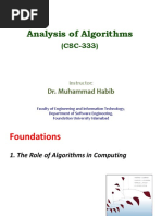 Analysis of Algorithms: Dr. Muhammad Habib