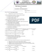 Third Quarter Examination: IN Statistics and Probability