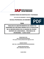 "Analisis de Abastecimiento de Agua A La Demanda Del Recurso Hidrico de La Poblacion de La Microcuenca de La Laguna de Piuray - Di