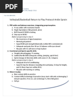 Volleyball/Basketball Return To Play Protocol - Ankle Sprain