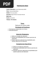 Planificación de Radicacion de Numeros Reales (Semana 1)