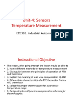 Unit-4: Sensors Temperature Measurement: ECE361: Industrial Automation