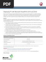 Deploying F5 With Microsoft SharePoint 2013 and 2010 Welcome