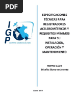 Especificaciones para Registradores Acelerométricos