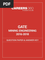 GATE 2016 2018 Mining Engineering Question Paper and Answer Key