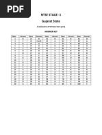 Ntse Stage - 1 Gujarat State: Answer Key