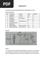 Experiment-5: Aim: To Measure Active and Reactive Power in Single Phase Ac Circuit. Apparatus Required