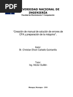 Universidad Nacional de Ingeniería: "Creación de Manual de Solución de Errores de CFA y Preparación de La Máquina