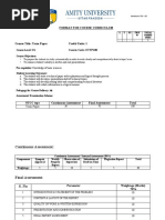 Format For Course Curriculum: Course Level: UG Course Objectives