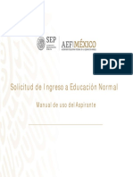 Solicitud de Ingreso A Educación Normal: Manual de Uso Del Aspirante