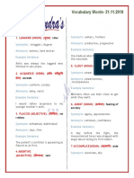 Vocabulary Words-21.11.2019: Synonyms: Antonyms: Example Sentence