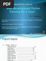 Web Development Online Training For 3 Days