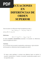 Ecuaciones en Diferencias de Orden Superior