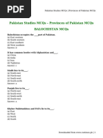 Pakistan Studies MCQs - Provinces of Pakistan MCQs