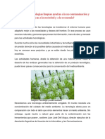 Las Nuevas Tecnologías Limpias Ayudan A La No Contaminación y Apoyan A La Sociedad y A La Economía