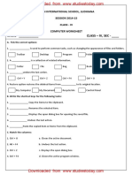 Computer Worksheet For Class 4