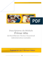 Descriptores de Módulos. Primer Año Administrativo Contable