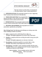 Descriptive Writing Checklist