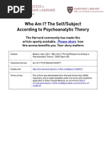 Who Am I? The Self/Subject According To Psychoanalytic Theory