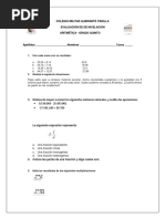 Evaluacion de Quinto de Nivelacion