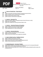 Elm 375 Elm Formal Observation Form