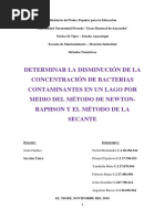 Determinar La Disminución de La Concentración de Bacterias Contaminantes en Un Lago Mediante El Método de Newton-Raphson y de La Secante