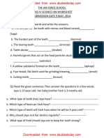 CBSE Class 4 Science Worksheet - Teeth PDF