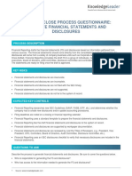 Financial Close Process Questionnaire - Generate Financial Statements and Disclosures