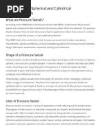 Pressure Vessels, Spherical Pressure Vessels (Pressure Spheres), Cylindrical Pressure Vessels and Dished Ends