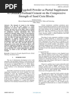 The Effect of Eggshell Powder As Partial Supplement of Ordinary Portland Cement On The Compressive Strength of Sand CreteBlocks