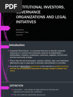 Institutional Investors, Governance Organizations and Legal Initiatives