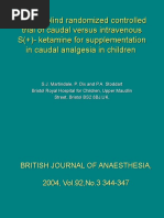 Double-Blind Randomized Controlled Trial of Caudal Versus Intravenous S (+) - Ketamine For Supplementation in Caudal Analgesia in Children