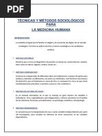 Técnicas y Métodos Sociológicos para La Medicina Humana