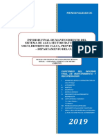 INFORME FINAL DE ACCIONES DE MANTENIMIENto