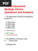 Thermodynamics Multiple Choice Questions and Answers