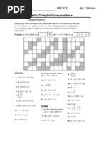 19 HON HW 32 Complex Number Crossword