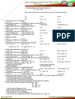 First Periodical Test in Mathematics 8 2019 - 2020