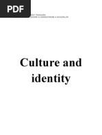 Culture and Identity: Universitatea de Vest Timisoara Facultatea de Economie Si Administrare A Afacerilor