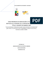 Informe. Tasas Promedio de Graduación o Titulación y Motivos de La Demora en La Obtención Del Grado o Título 2014