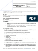 Identification and Evaluation of Environmental Aspects Procedure