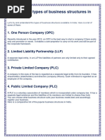 What Are The Types of Business Structures in India