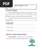 5º Ano - Ficha Formativa - Nomes Coletivos