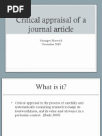 Critical Appraisal of A Journal