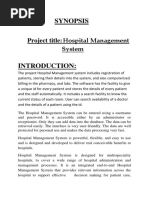 SYNOPSIS - Hospital Management