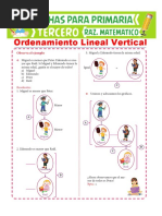 Ejercicios de Ordenamiento Lineal Vertical para Tercero de Primaria