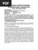 Sentencia Constitucional Plurinacional 0440