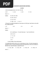 Diagnostic Exam Reviewer Algebra 2