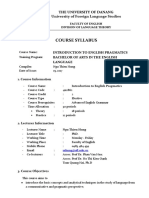 Course Syllabus Introduction To English Pragmatics