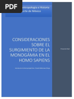 Consideraciones Sobre El Surgimiento de La Monogámia en El Homo Sapiens