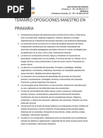 Temario Oposiciones Maestro Primaria